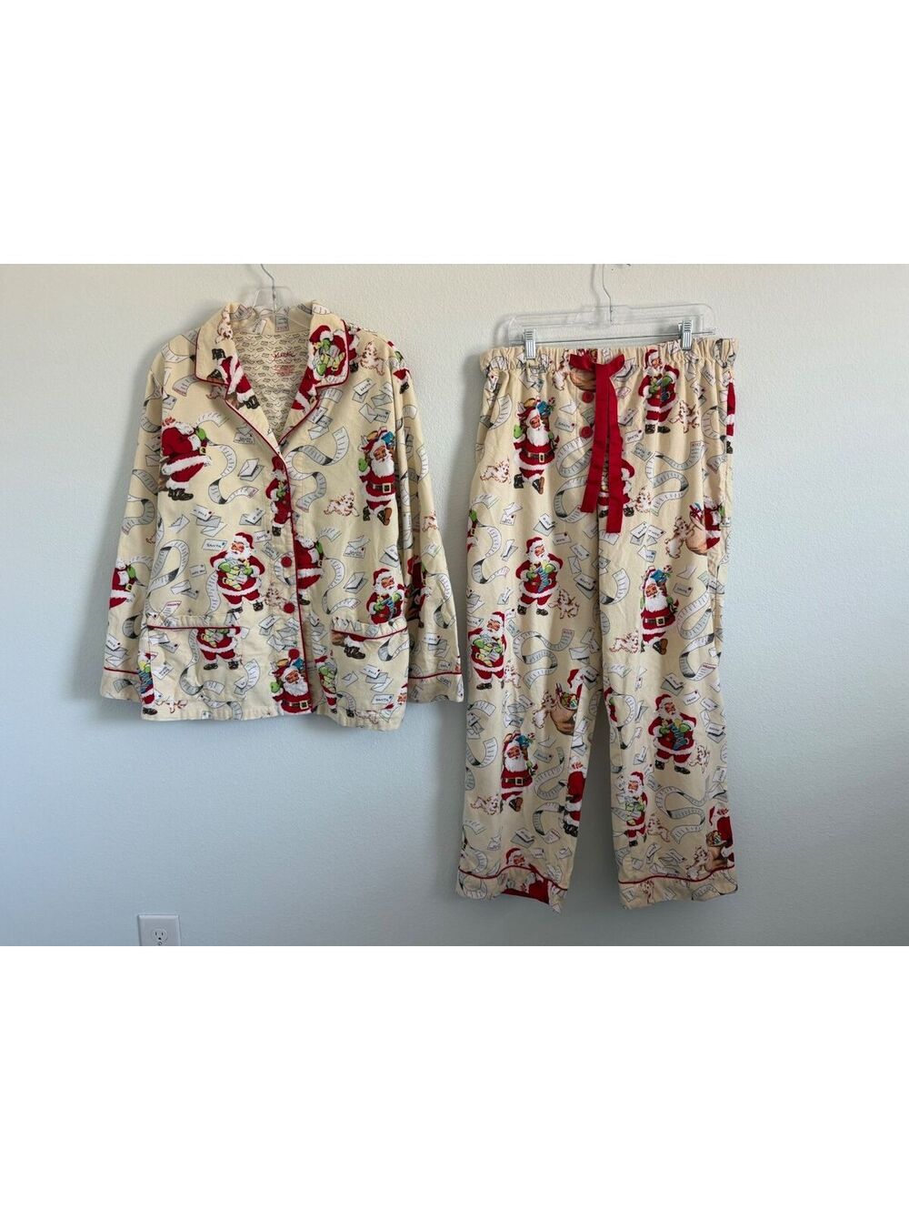 Nick & Nora Christmas Holiday 100% Cotton Flannel 2-Piece Pajama Set Size XL